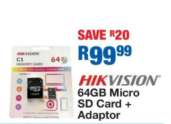 HIKVISION 64GB Micro SD Card + Adaptor