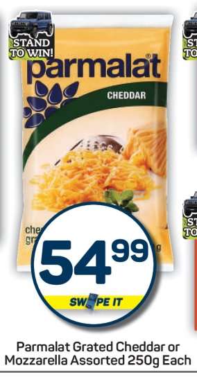 Parmalat Grated Cheddar or Mozzarella Assorted 250g Each