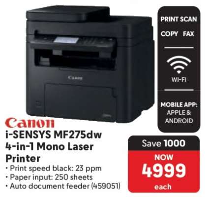 Canon i-SENSYS MF275dw 4-in-1 Mono Laser Printer