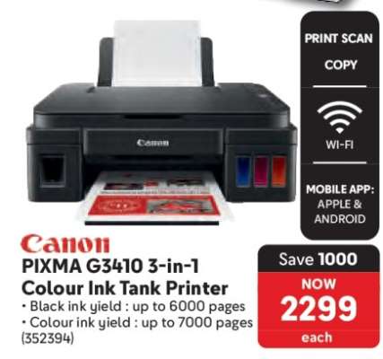 Canon PIXMA G3410 3-in-1 Colour Ink Tank Printer
