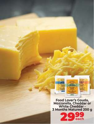 Food Lover’s Gouda, Mozzarella, Cheddar or White Cheddar
