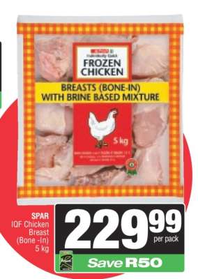 SPAR IQF Chicken Breast (Bone-In) 5 kg