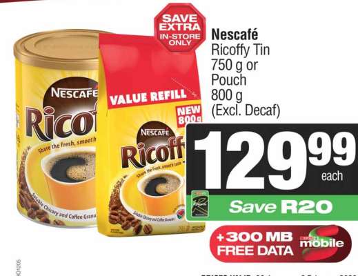 Nescafé Ricoffy Tin or Pouch
