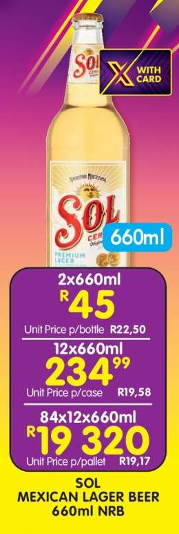 SOL MEXICAN LAGER BEER 660ml NRB