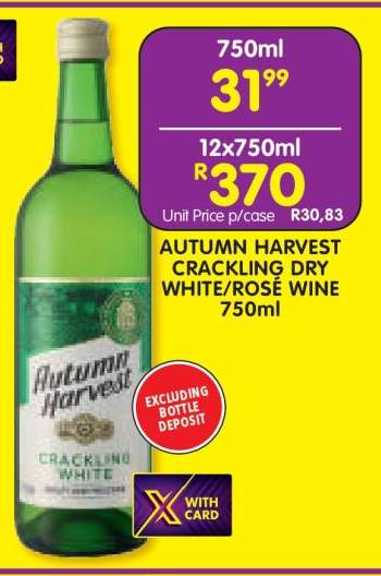 AUTUMN HARVEST CRACKLING DRY WHITE/ROSÉ WINE 750ml