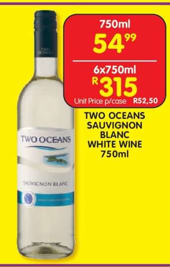 TWO OCEANS SAUVIGNON BLANC WHITE WINE 750ml