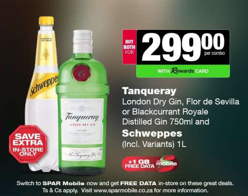 Tanqueray and Schweppes Combo