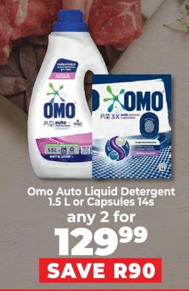 Omo Auto Liquid Detergent 1.5 L or Capsules 14s
