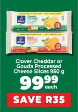Clover Cheddar or Gouda Processed Cheese Slices 950 g