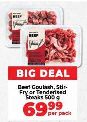 Beef Goulash, Stir-Fry or Tenderised Steaks 500 g
