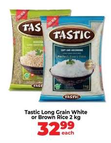 Tastic Long Grain White or Brown Rice 2 kg