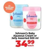 Johnson’s Baby Aqueous Cream or Jelly Assorted 500 ml