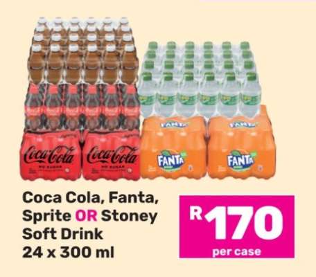 Coca-Cola, Fanta, Sprite or Stoney Soft Drink