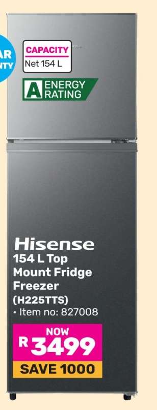 Hisense 154 L Top Mount Fridge Freezer (H225TTS)