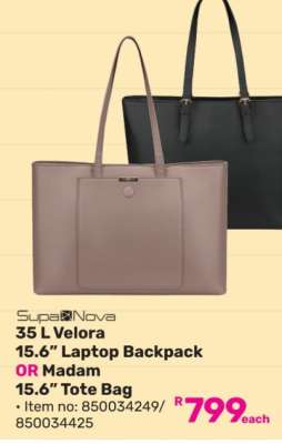 SupaNova 35 L Velora 15.6" Laptop Backpack OR Madam 15.6" Tote Bag