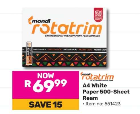 Mondi Rotatrim A4 White Paper 500 Sheet Ream