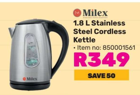 Milex 1.8 L Stainless Steel Cordless Kettle