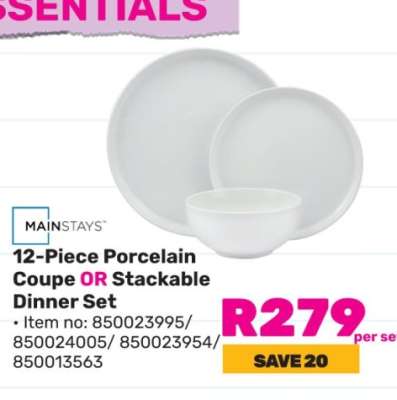 12-Piece Porcelain Coupe OR Stackable Dinner Set