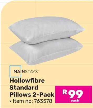 Mainstays Hollowfibre Standard Pillows 2-Pack