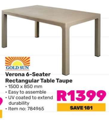 Verona 6-Seater Rectangular Table Taupe