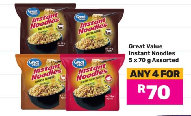 Great Value Instant Noodles 5 x 70 g Assorted