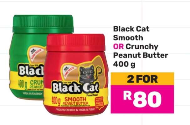 Black Cat Smooth OR Crunchy Peanut Butter 400 g