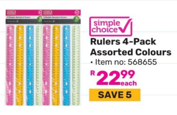 Rulers 4-Pack Assorted Colours
