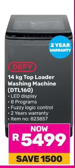 DEFY 14 kg Top Loader Washing Machine (DTL160)
