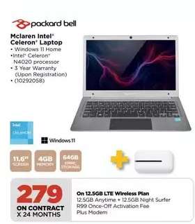Packard Bell Mclaren Intel Celeron Laptop