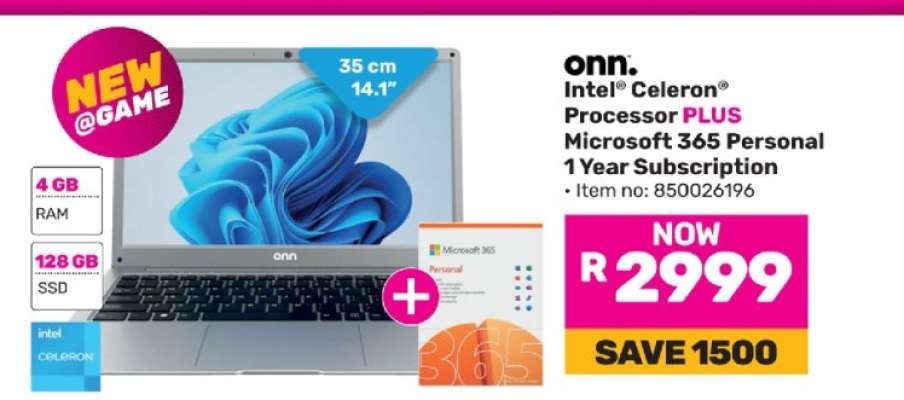 onn. Laptop with Microsoft 365