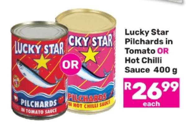 Lucky Star Pilchards in Tomato or Hot Chilli Sauce 400 g