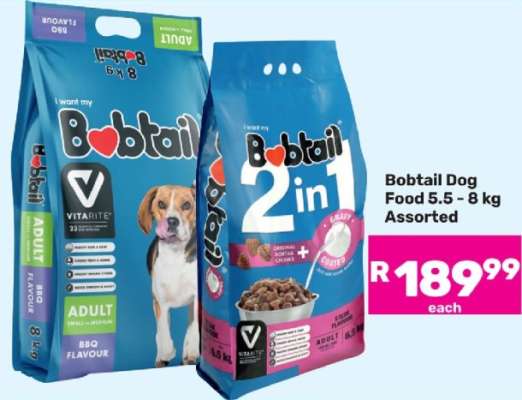 Bobtail Dog Food 5.5 - 8 kg Assorted