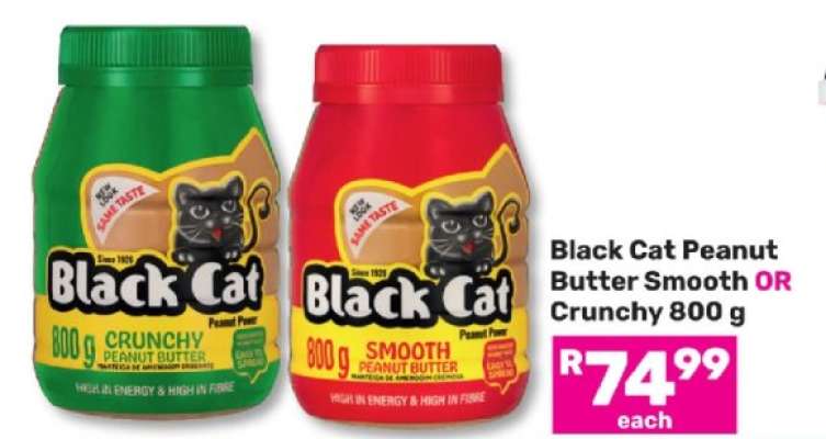 Black Cat Peanut Butter Smooth OR Crunchy 800 g