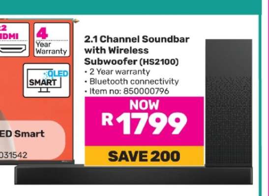 2.1 Channel Soundbar with Wireless Subwoofer (HS2100)