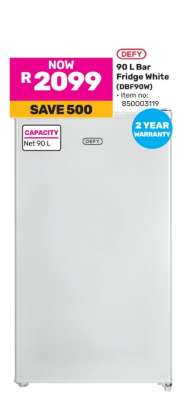 Defy 90 L Bar Fridge White (DBF90W)