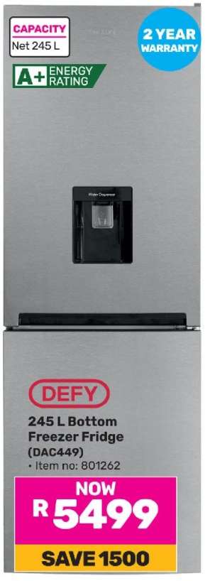 DEFY 245 L Bottom Freezer Fridge (DAC449)