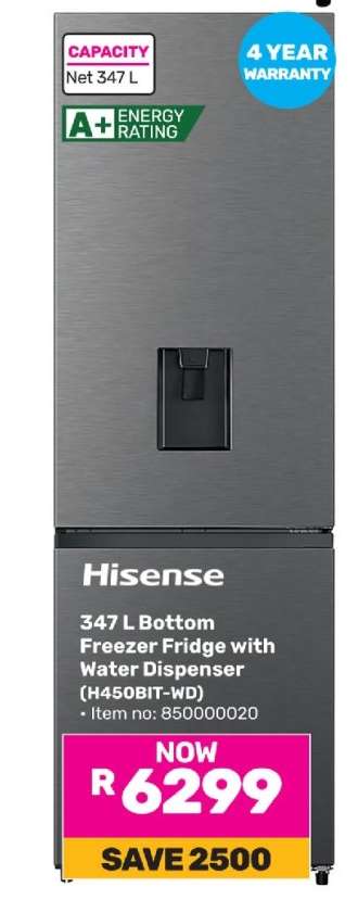 Hisense 347 L Bottom Freezer Fridge with Water Dispenser (H450BIT-WD)