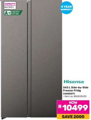 Hisense 543 L Side-by-Side Freezer Fridge (H680SIT)