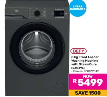Defy 8 kg Front Loader Washing Machine with SteamCure (DAW396)