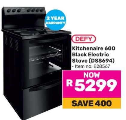 Defy Kitchenaire 600 Black Electric Stove DSS694