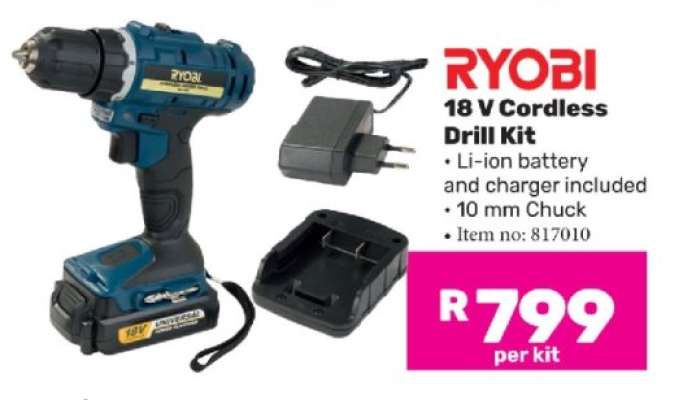 RYOBI 18 V Cordless Drill Kit