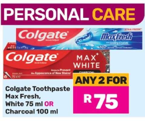 Colgate Toothpaste Max Fresh, White 75 ml OR Charcoal 100 ml