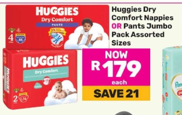 Huggies Dry Comfort Nappies OR Pants Jumbo Pack Assorted Sizes