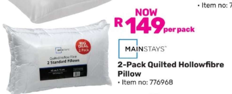 2-Pack Quilted Hollowfibre Pillow