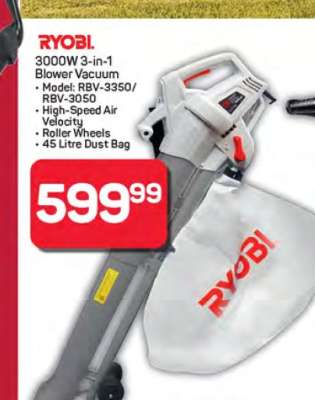 RYOBI 3000W 3-in-1 Blower Vacuum