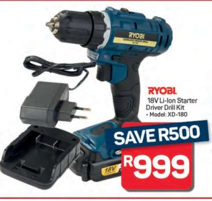RYOBI 18V Li-Ion Starter Driver Drill Kit