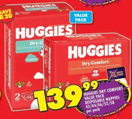 Huggies Dry Comfort Value Pack Disposable Nappies