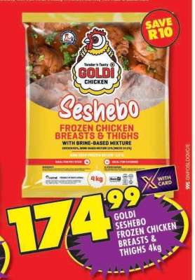 GOLDI SESHEBO FROZEN CHICKEN BREASTS & THIGHS 4kg