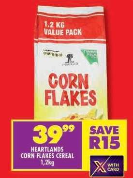 HEARTLANDS CORN FLAKES CEREAL 1,2kg