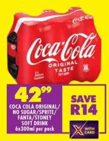 COCA COLA ORIGINAL/NO SUGAR/SPRITE/FANTA/STONEY SOFT DRINK
